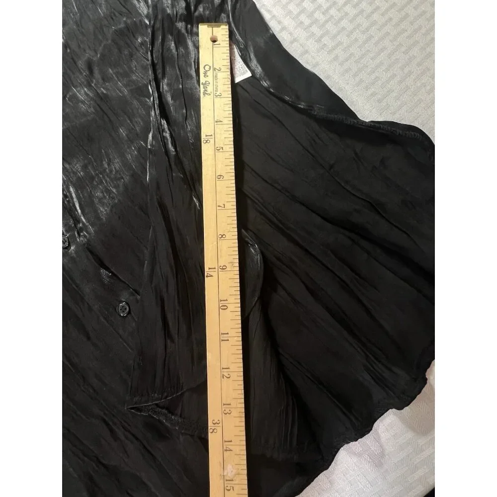 Forever 21‎ Long Sleeve Button Black Crinkle Slit Sides Women’s Size Large NWT - Picture 13 of 16